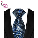 Royal Blue Color Paisley 8cm Jacquard Luxury Necktie Sassy Chick Logo