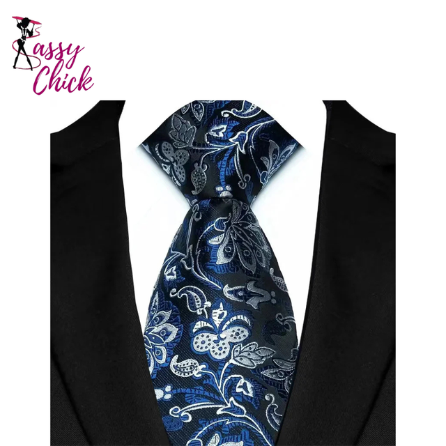 Royal Blue Color Paisley 8cm Jacquard Luxury Necktie Sassy Chick Logo