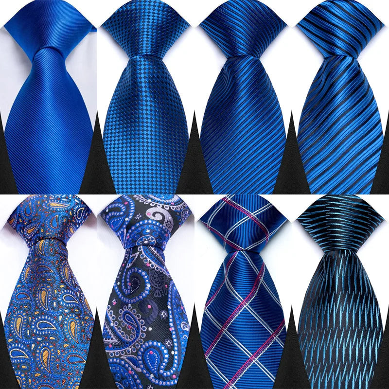 Collection of Royal Blue Color Paisley 8cm Jacquard Luxury Necktie