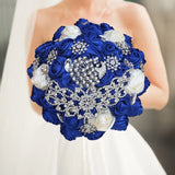 Blue Royal Bridal Rhinestone Handmade Bouquet