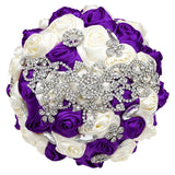 Purple Royal Bridal Rhinestone Handmade Bouquet