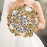 Gold Royal Bridal Rhinestone Handmade Bouquet