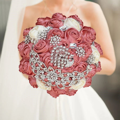Pink Royal Bridal Rhinestone Handmade Bouquet
