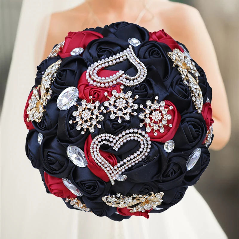 Black Royal Bridal Rhinestone Handmade Bouquet