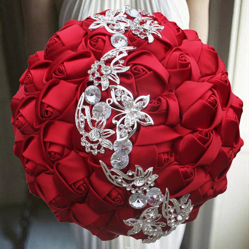 Red Royal Bridal Rhinestone Handmade Bouquet