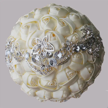 White Royal Bridal Rhinestone Handmade Bouquet