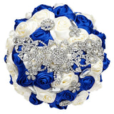 Blue Royal Bridal Rhinestone Handmade Bouquet