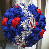 Blue Royal Bridal Rhinestone Handmade Bouquet
