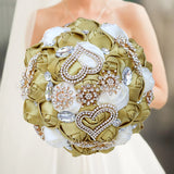 Brown Royal Bridal Rhinestone Handmade Bouquet