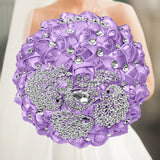 Purple Royal Bridal Rhinestone Handmade Bouquet
