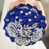 Blue Royal Bridal Rhinestone Handmade Bouquet
