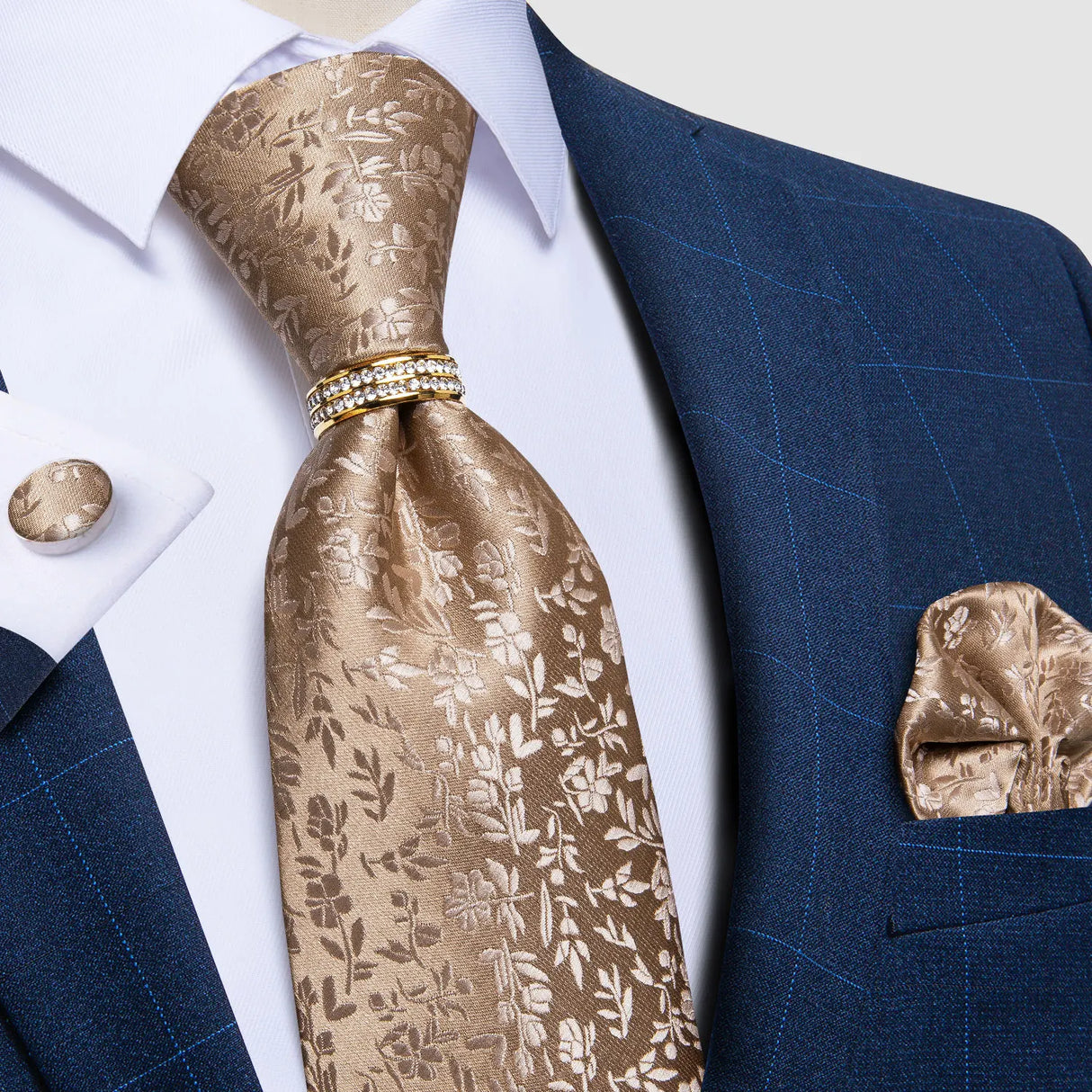 Blue Gold Paisley Tie Set