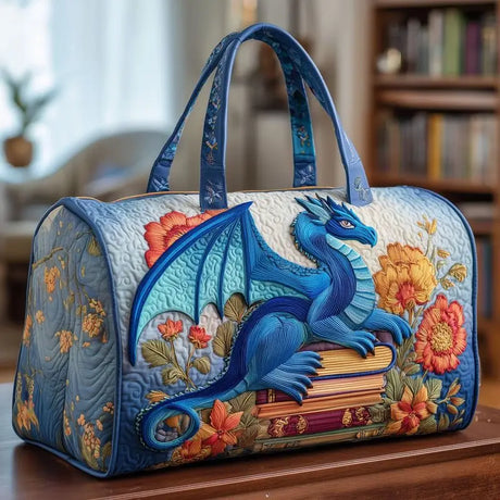 Blue 3D Printed Quilted Hiking Camping Travel Bags