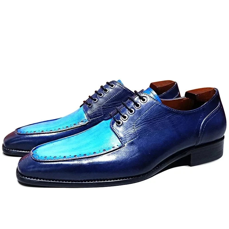 Blue Leather Men Shoes