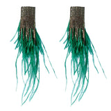 Rhinestone Big Feather Earrings