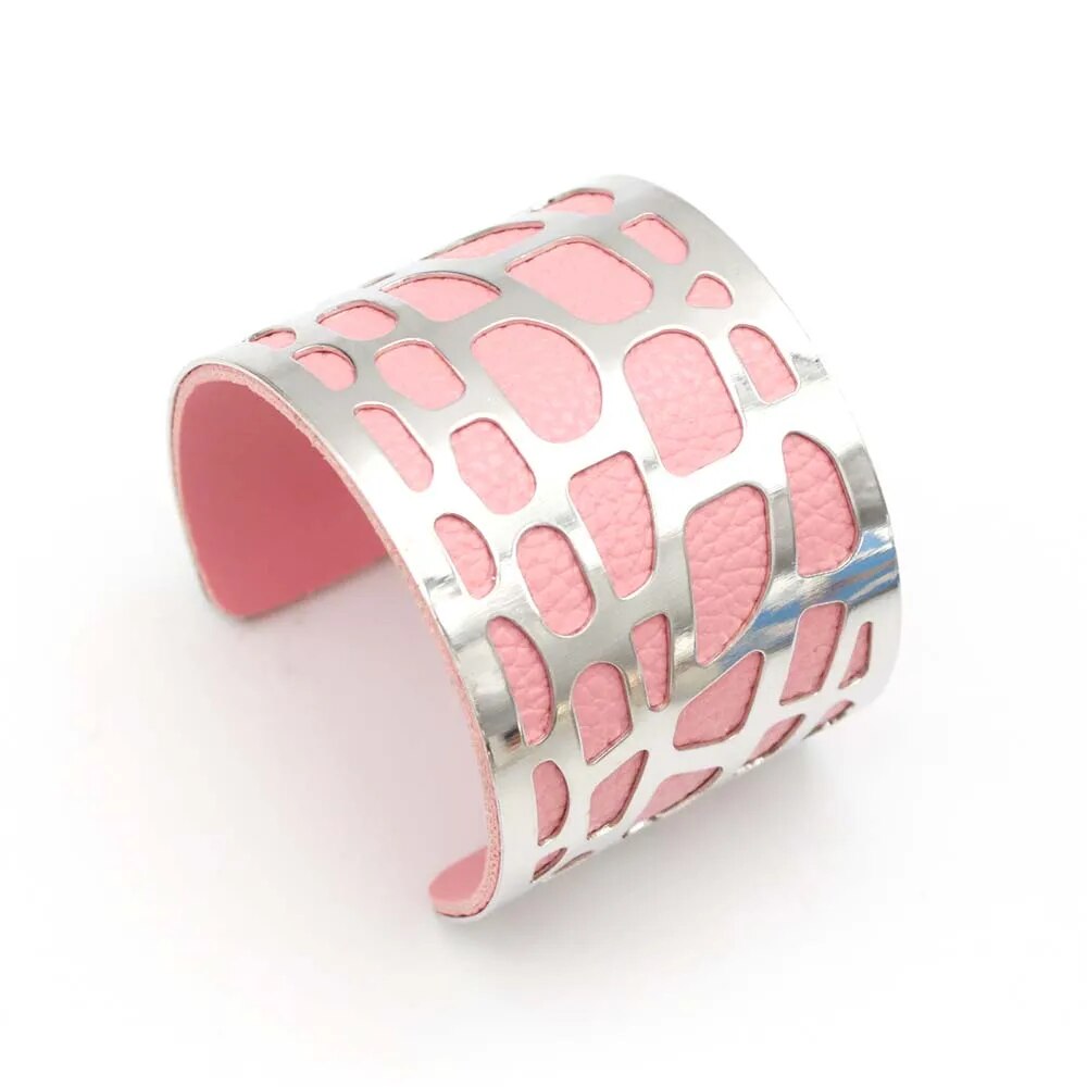 Punk Charm Leather Cuff Bracelet