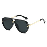 Black Fashion Alloy Gradient UV400 Pilot Sunglasses