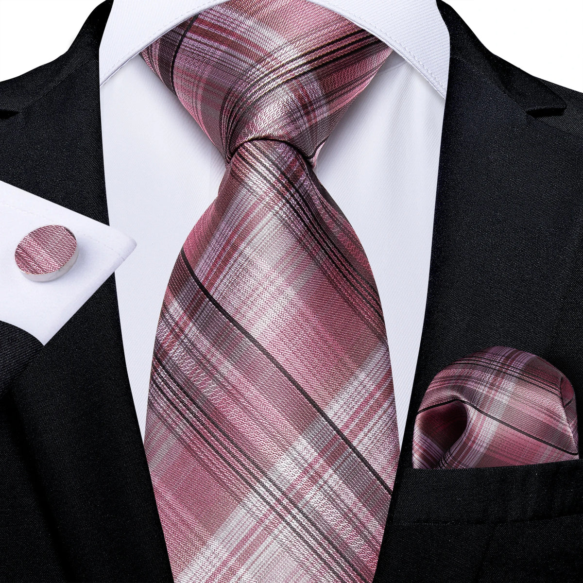 Plaid Classic 8cm Business Pocket Square Cufflinks