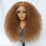 Brown 24 Inch Jerry Curl Synthetic Lace Kinky Curly Wigs