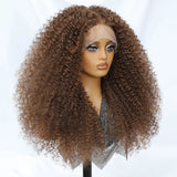 Light Brown 24 Inch Jerry Curl Synthetic Lace Kinky Curly Wigs