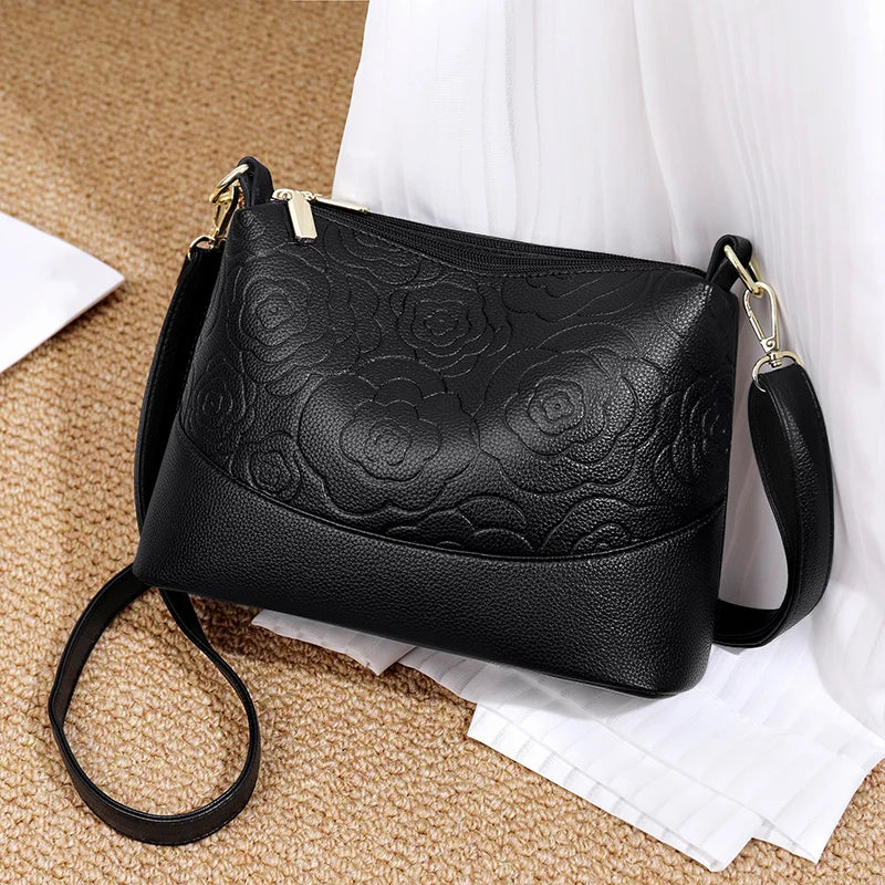 Solid Genuine Leather Handbag