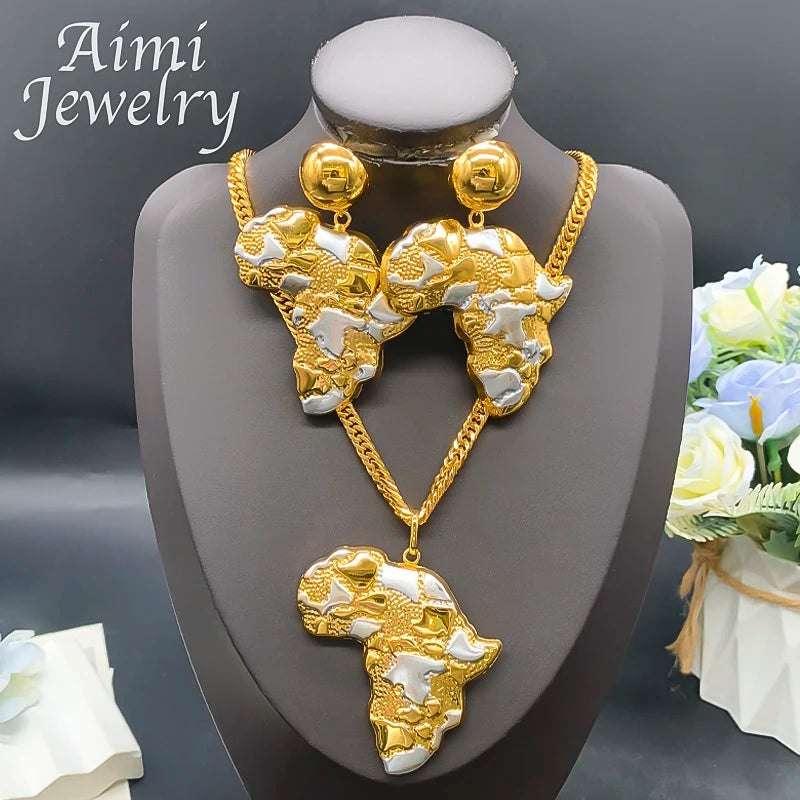 African Map Dubai 18K Gold Plated Jewelry Set