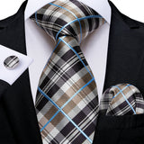Plaid Classic 8cm Business Pocket Square Cufflinks