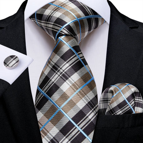 Plaid Classic 8cm Business Pocket Square Cufflinks