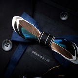 Blue Fashion Handmade Feather Bowtie Suit Accessories
