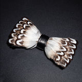 White Brown Fashion Handmade Feather Bowtie Suit Accessories