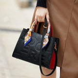 Leather Black Embossed Handbag