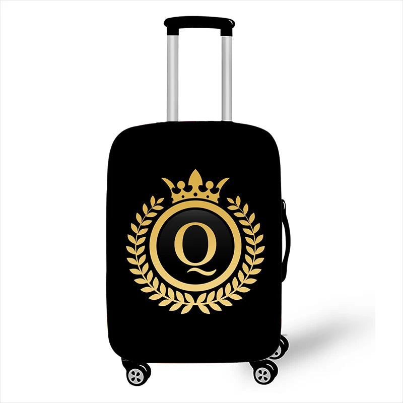 Alphabet Golden Crown Print Luggage Cover