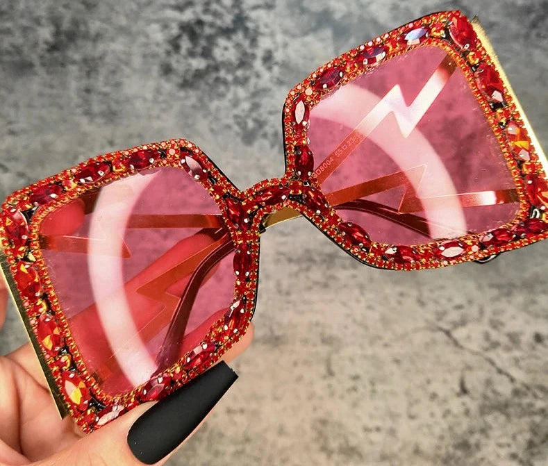 Retro Oversized Crystal Sunglasses