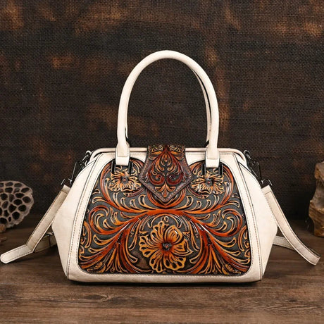 Floral Vintage Leather Handbag