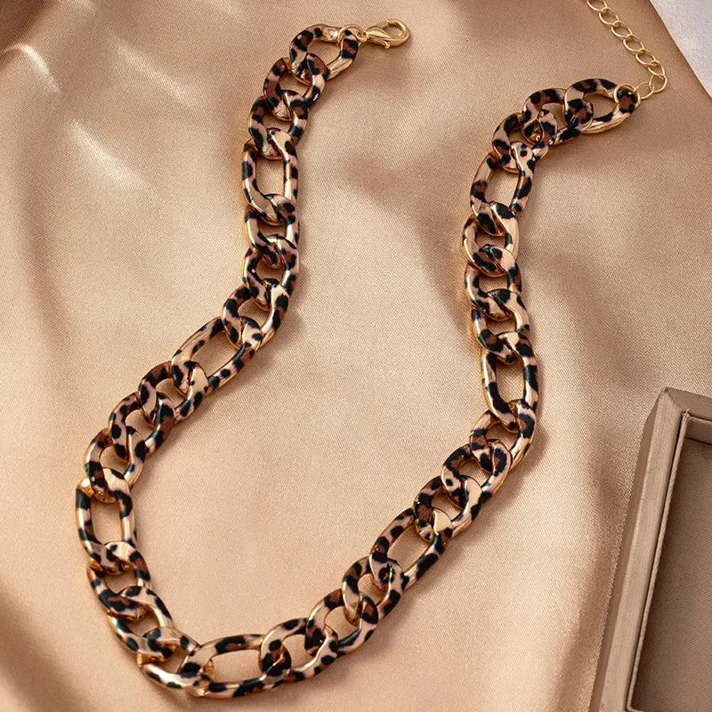 Hip-hop Leopard Chain Necklace Set