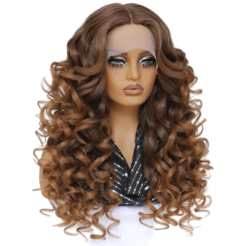 Brown HD Curly Pre Plucked 13X5X1 Latisha Synthetic Wigs