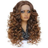 Brown HD Curly Pre Plucked 13X5X1 Latisha Synthetic Wigs
