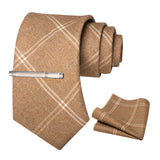 Cashmere Wool 8cm Men Striped Plaid Necktie