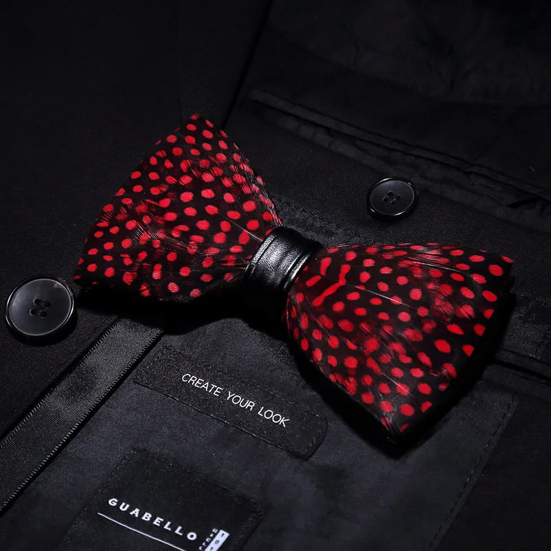 Red Fashion Handmade Feather Bowtie Suit Accessories