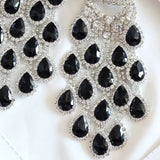 Black Crystal Tassel Earrings