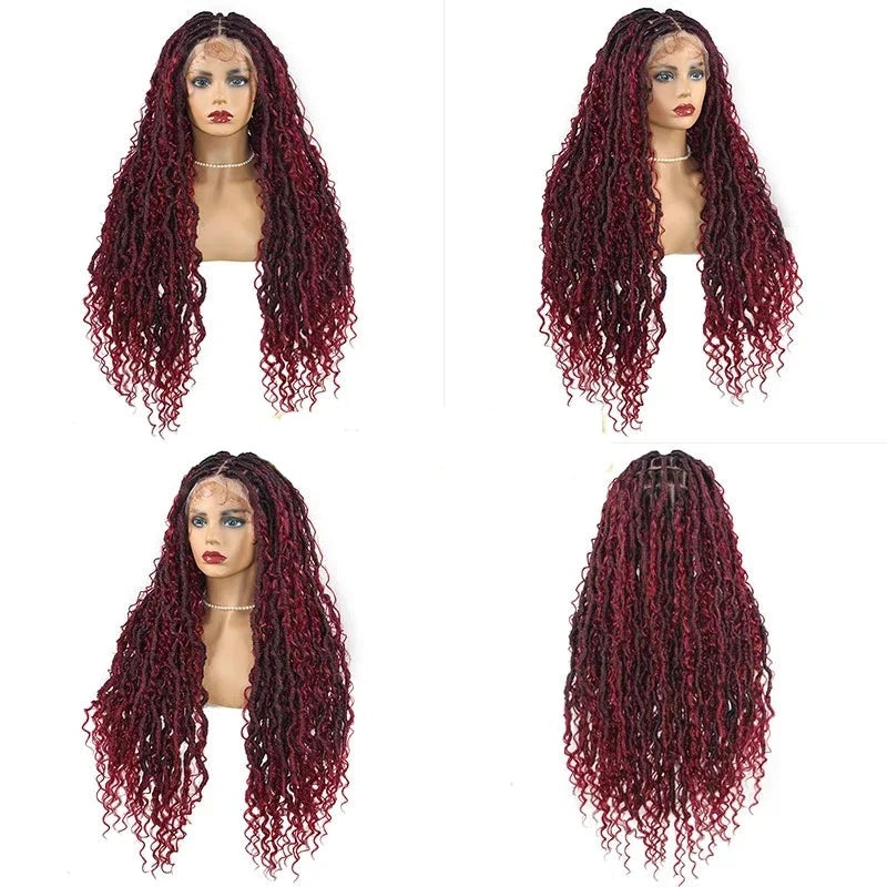 Synthetic Wine Red Braided Wig