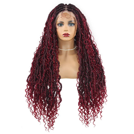 Synthetic Wine Red Braided Wig