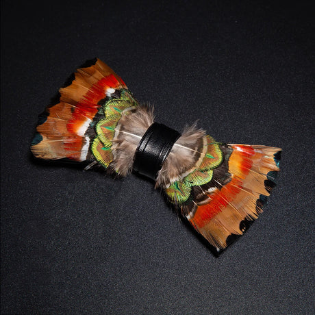 Orange Fashion Handmade Feather Bowtie Suit Accessories