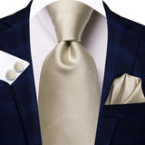 White Sliver Hanky Cufflinks Set Neck ties