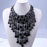 Maxi Clear Crystal Tassel Necklace