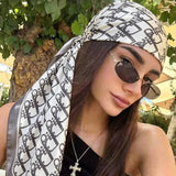 Fashion 90×90CM Geometric Printed Square Silk Scarf Bandana