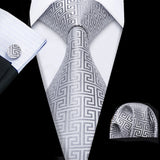 Silk Men Tie Handkerchief Cufflinks Set