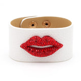 Crystal Red Lip Leather Bracelet