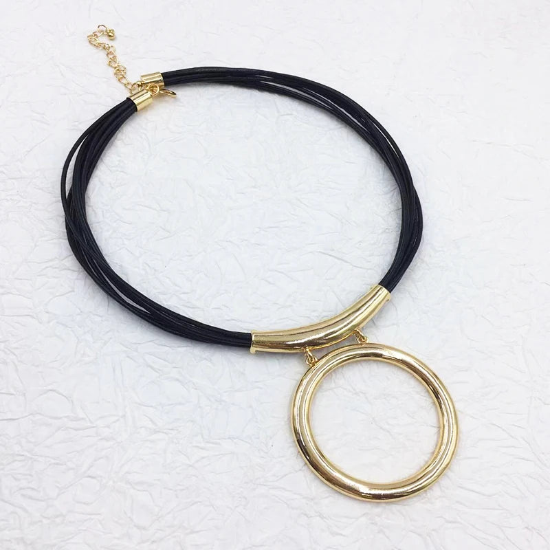 Elegant Black Leather Necklace