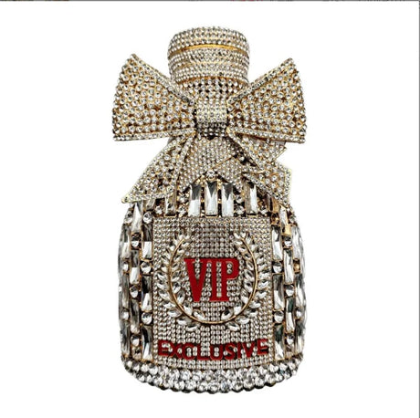 Champagne Bottle Rhinestones Clutch Purse Evening Bag